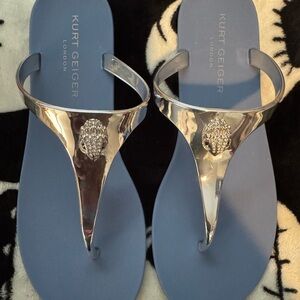 Kurt Geiger Silver and Blue Sandals with Metallic Finish